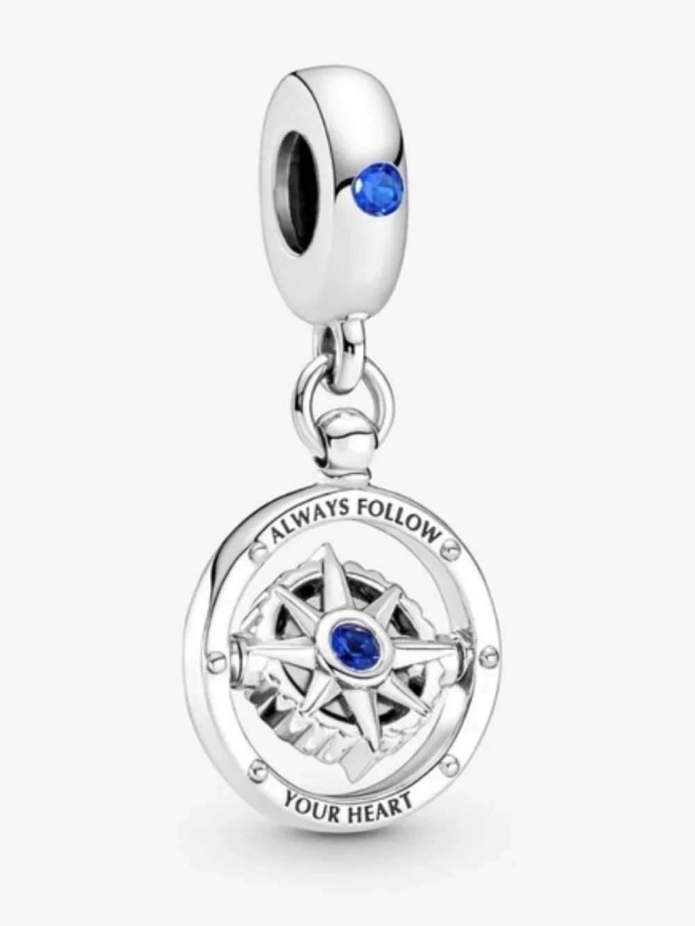 Pandora Silver Charm with Blue Gemstone